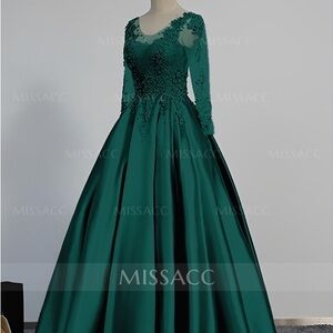 Missacc Emerald Long Sleeve Evening Dress